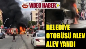 Belediye otobüsü cayır car yandı