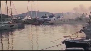 Bodrum'daki Teknede Yangın Paniği